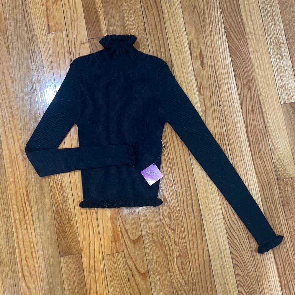 NWT black, sparkly mock neck